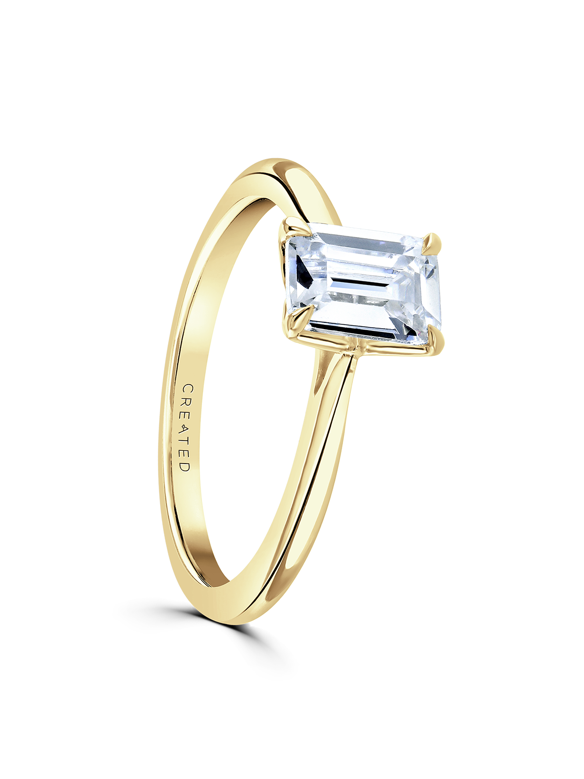 Lab Grown Diamond Solitaire Engagement Ring 1.00ct Emerald Cut in 18ct Yellow Gold