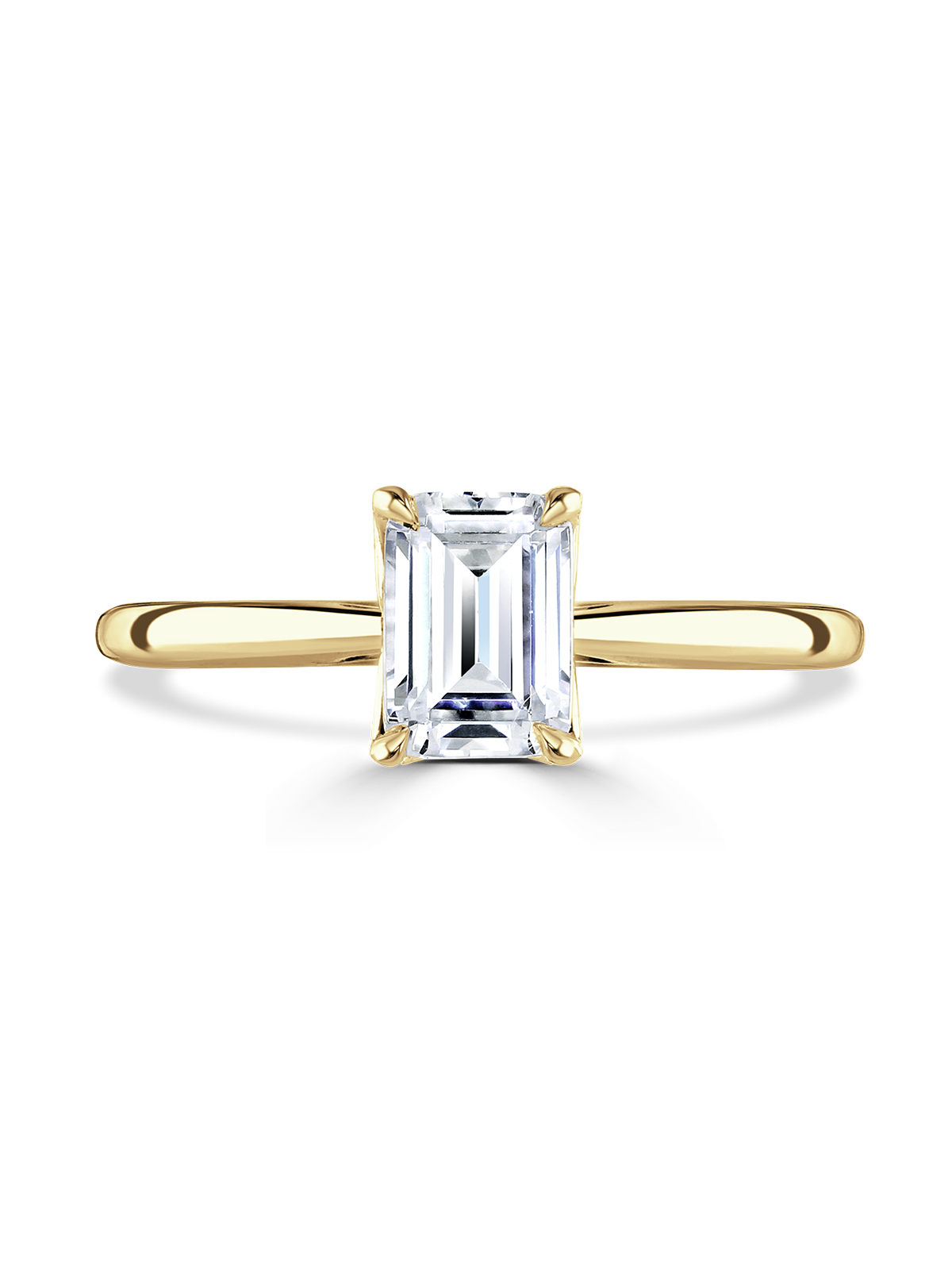 Lab Grown Diamond Solitaire Engagement Ring 1.00ct Emerald Cut in 18ct Yellow Gold