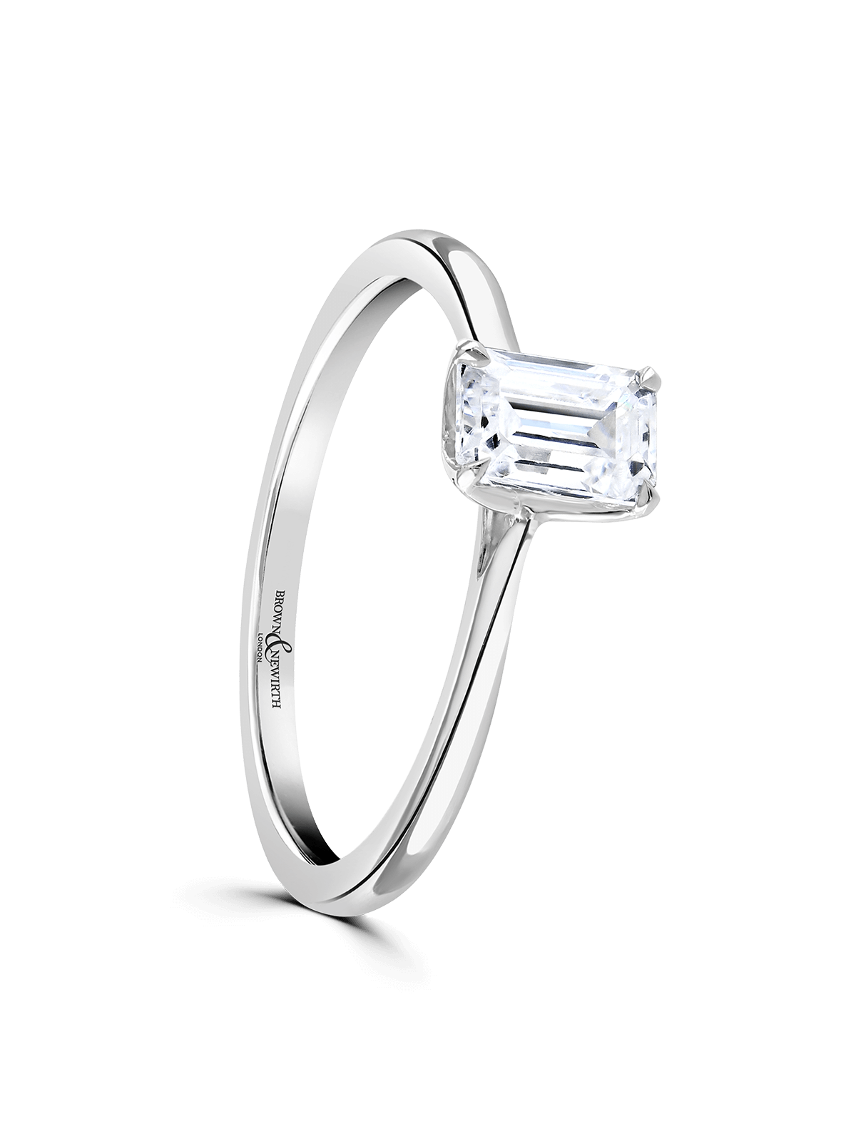 Diamond Solitaire Engagement Ring 0.50ct Emerald Cut in Platinum