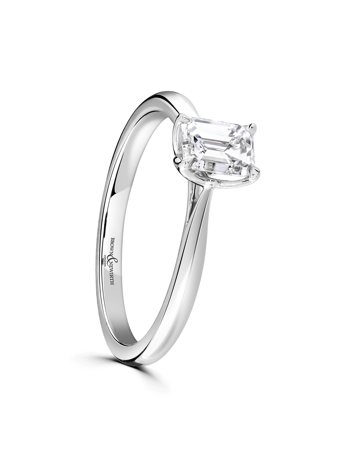 Diamond Solitaire Engagement Ring 0.70ct Emerald Cut in Platinum