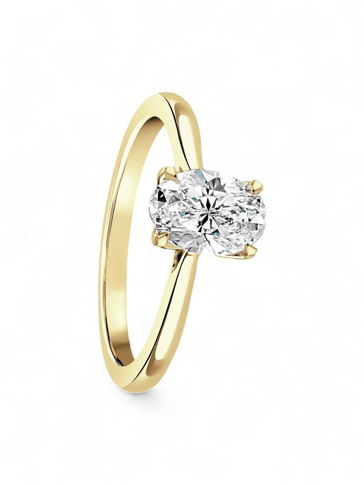 Diamond Solitaire Engagement Ring 1.00ct Oval Cut in 18ct Yellow Gold