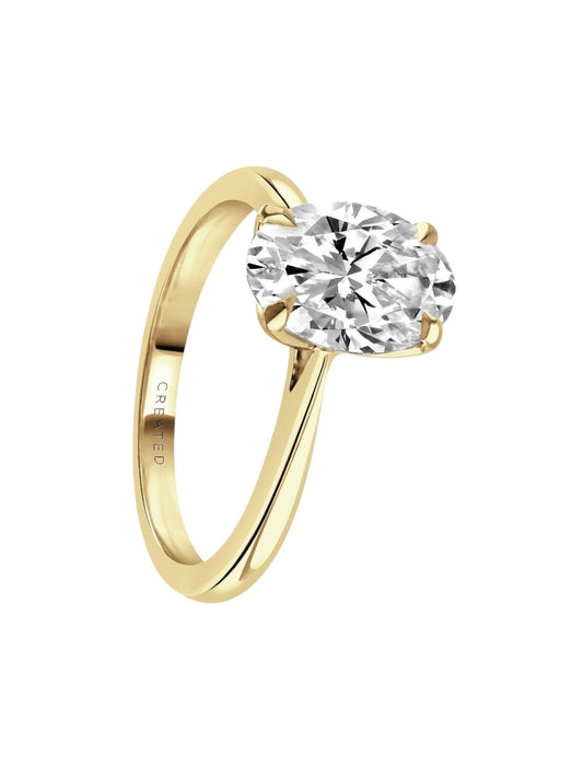 Lab Grown Diamond Solitaire Engagement Ring 2.00ct Oval Cut Ring in 18ct Yellow Gold
