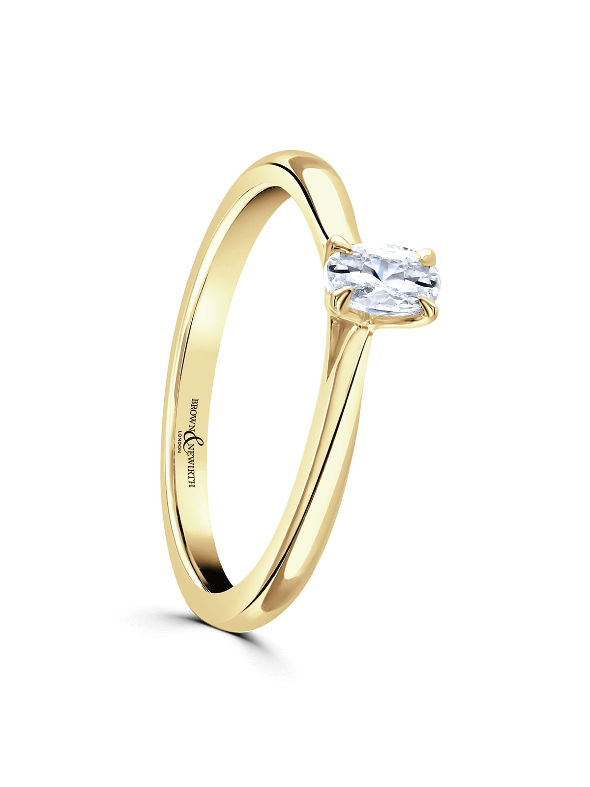 Brown & Newirth Iris 0.25ct Oval Cut Diamond Solitaire Engagement Ring in 9ct Yellow Gold