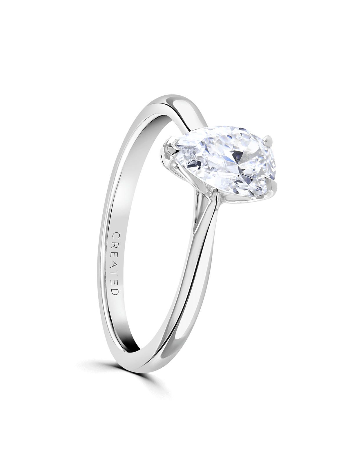 Lab Grown Diamond Solitaire Engagement Ring 1.00ct Pear Cut in Platinum