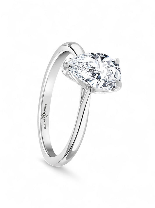 Lab Grown Diamond Solitaire Engagement Ring 2.00ct Pear Cut in Platinum