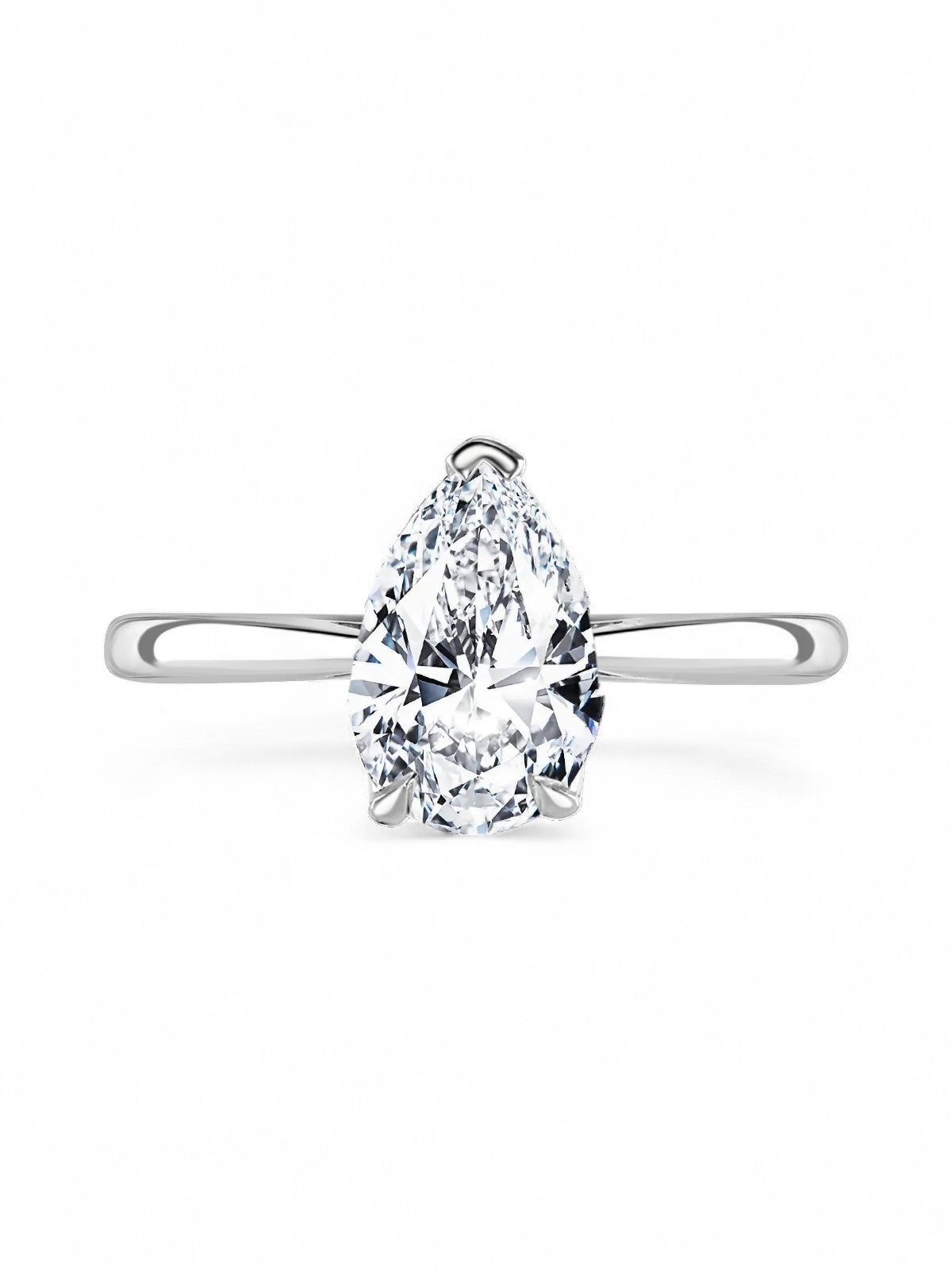 Lab Grown Diamond Solitaire Engagement Ring 2.00ct Pear Cut in Platinum