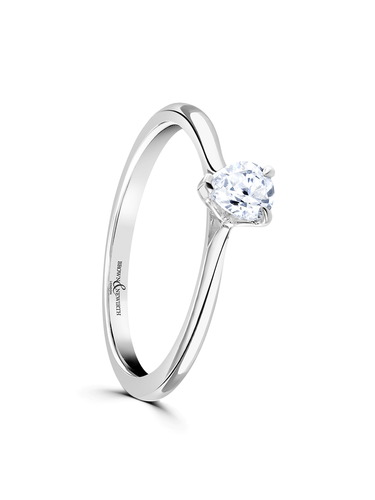 Diamond Solitaire Engagement Ring 0.30ct Pear Cut in Platinum