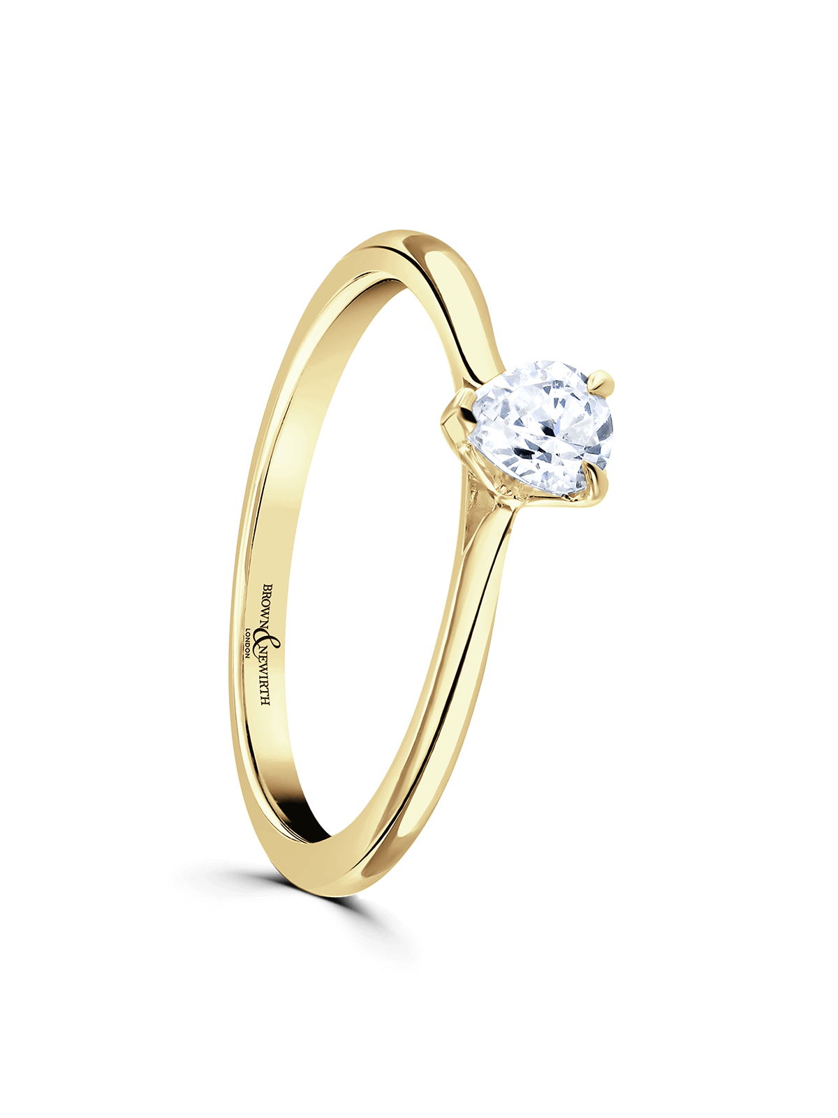 Brown & Newirth Lily 0.30ct Pear Cut Certificated Diamond Solitaire Engagement Ring in 9ct Yellow Gold