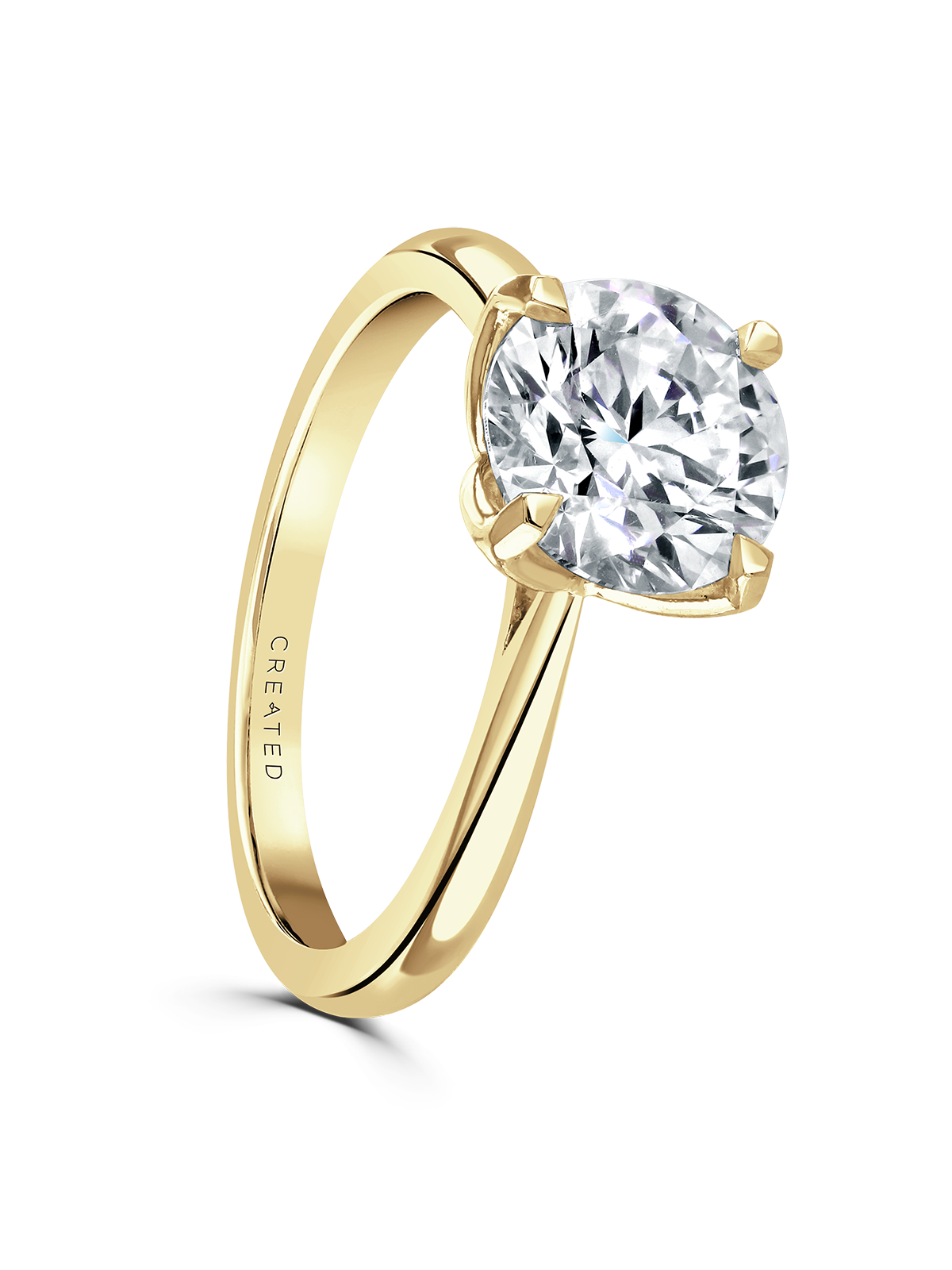 Lab Grown Diamond Solitaire Engagement Ring 2.00ct Round Brilliant Cut in 18ct Yellow Gold