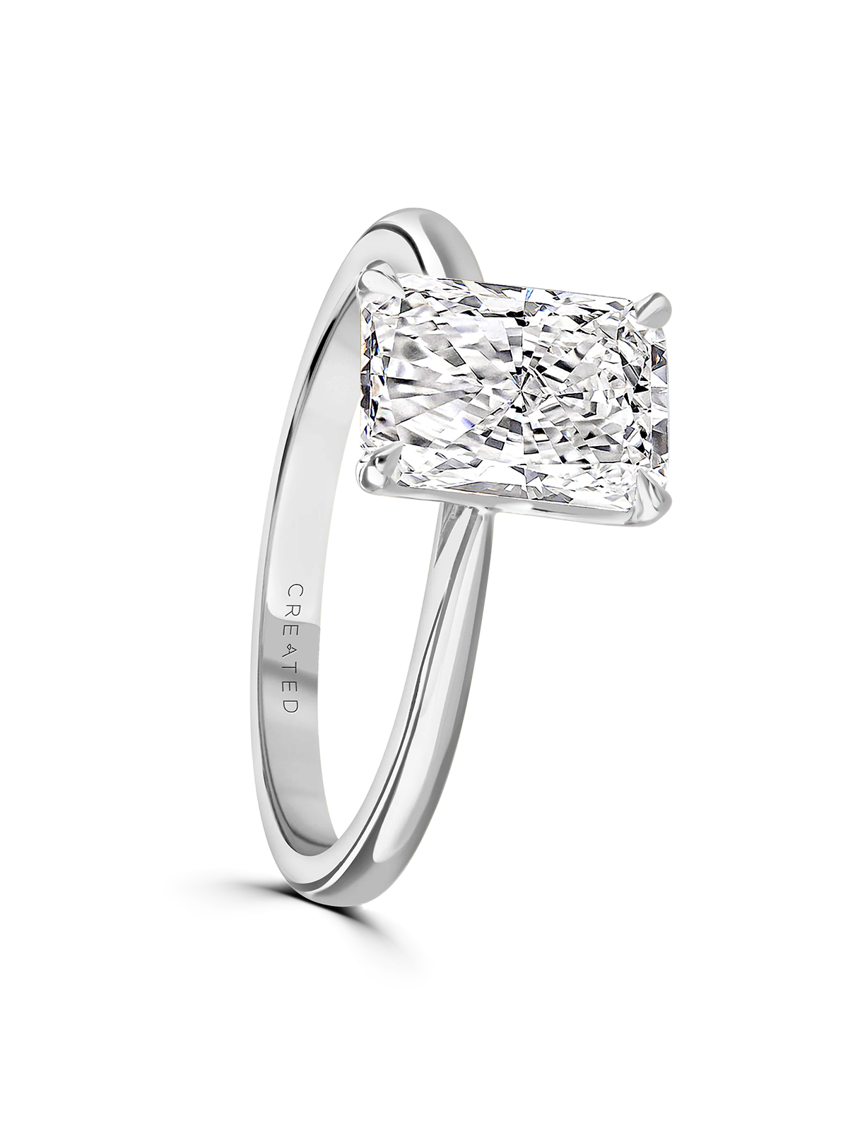 Lab Grown Diamond Engagement Ring 2.00ct Solitaire Radiant Cut in Platinum