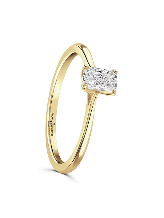 Diamond Solitaire Engagement Ring 0.33ct Radiant Cut in 18ct Yellow Gold