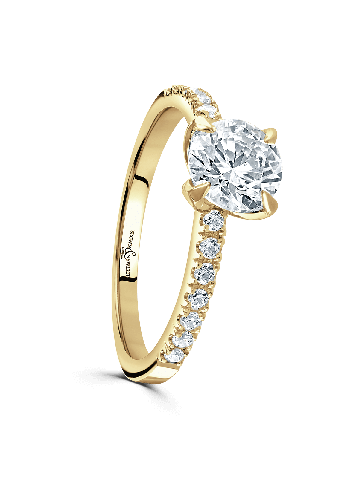 Diamond Solitaire Engagement Ring 1.00ct Brilliant Cut in 18ct Yellow Gold with Diamond Set Shoulders