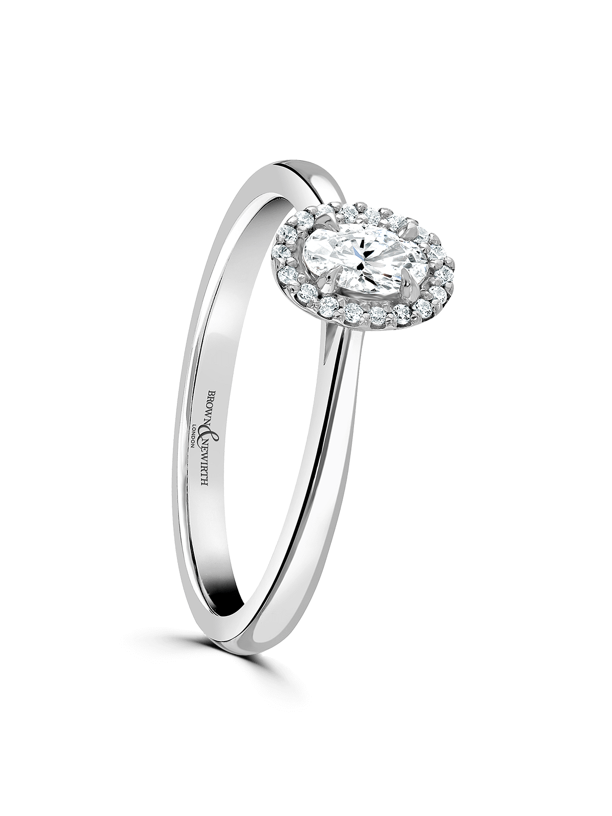 Diamond Halo Engagement Ring 0.70ct Oval Cut in Platinum