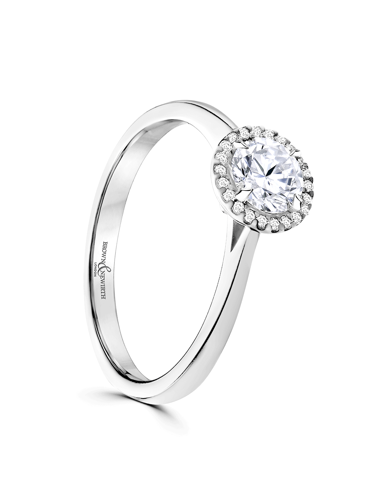 Diamond Halo Engagement Ring 0.50ct Certificated Round Brilliant Cut in Platinum