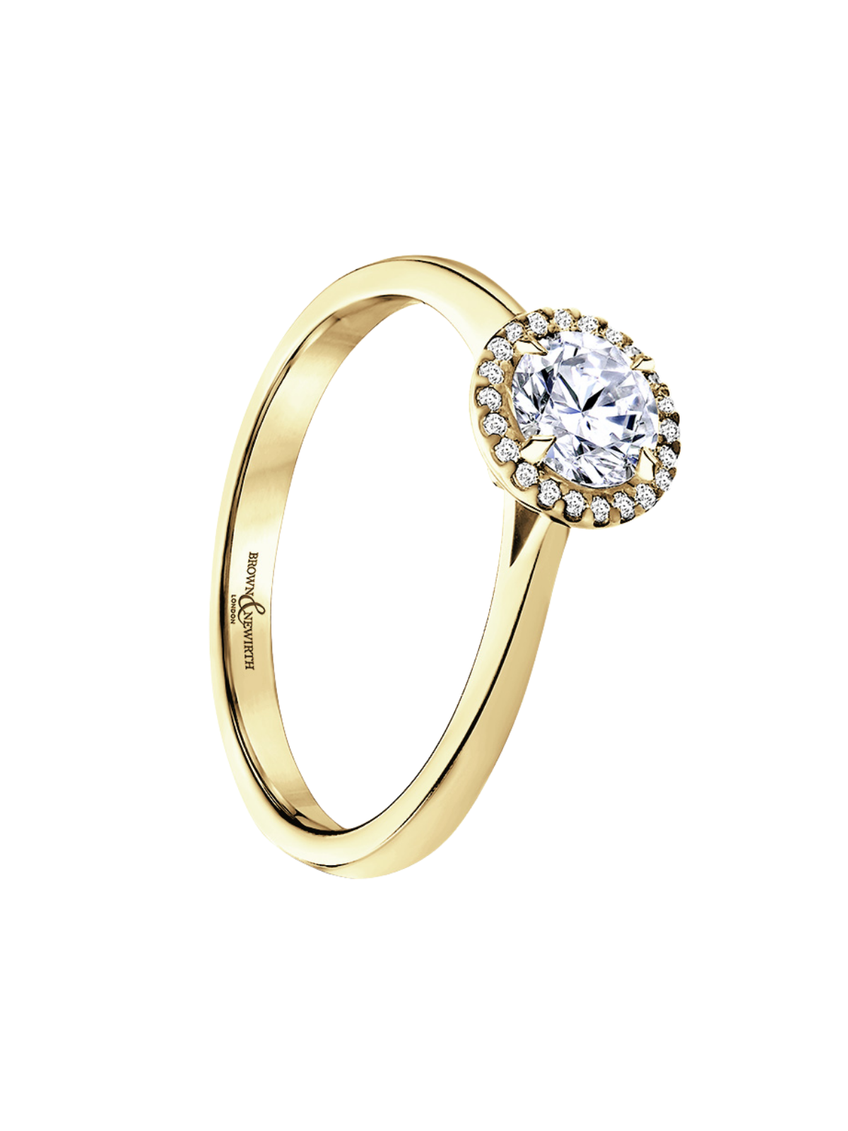 Lab Grown Diamond Halo Ring with 0.50ct Round Brilliant Centre & 0.10ct Diamond Halo in 18ct Yellow Gold