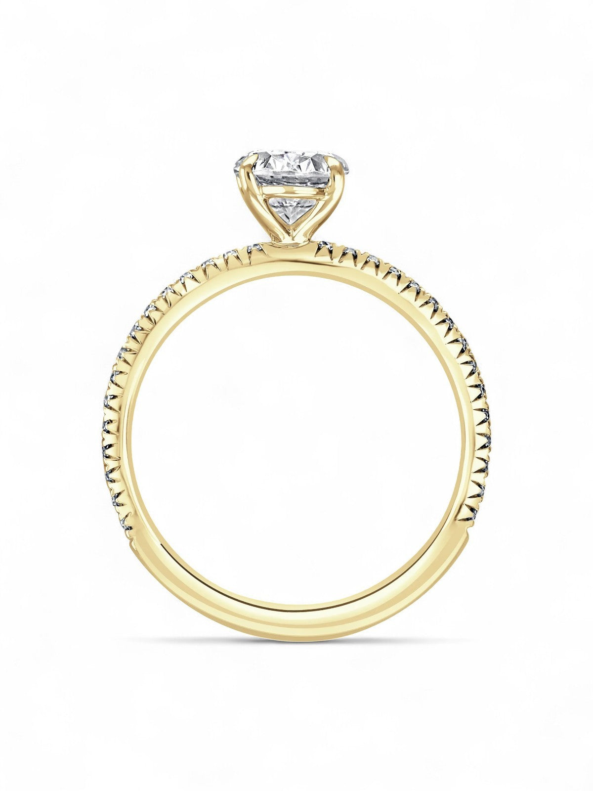 Lab Grown Diamond Solitaire Engagement Ring 1.50ct Oval Cut with Diamond Set Shoulders in 18ct Yellow Gold