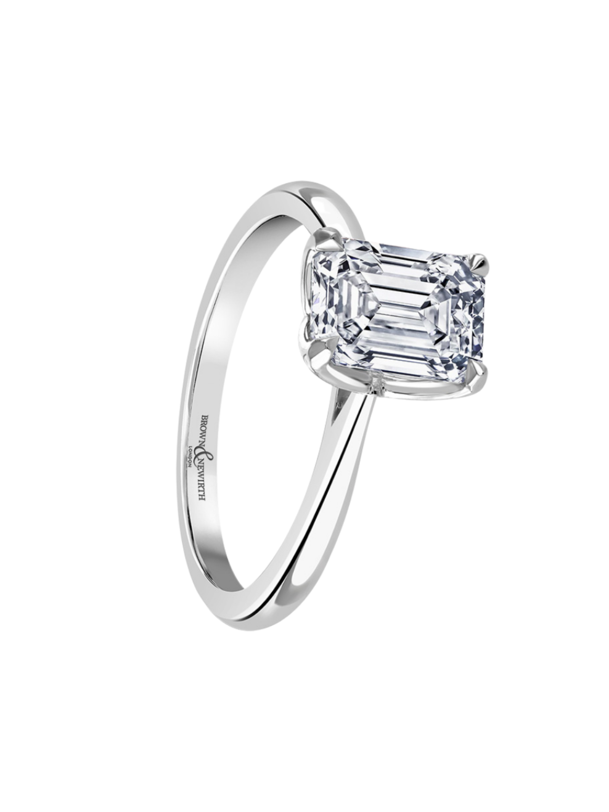 Lab Grown Diamond Solitaire Ring with 2.00ct Emerald Cut Diamond in Platinum