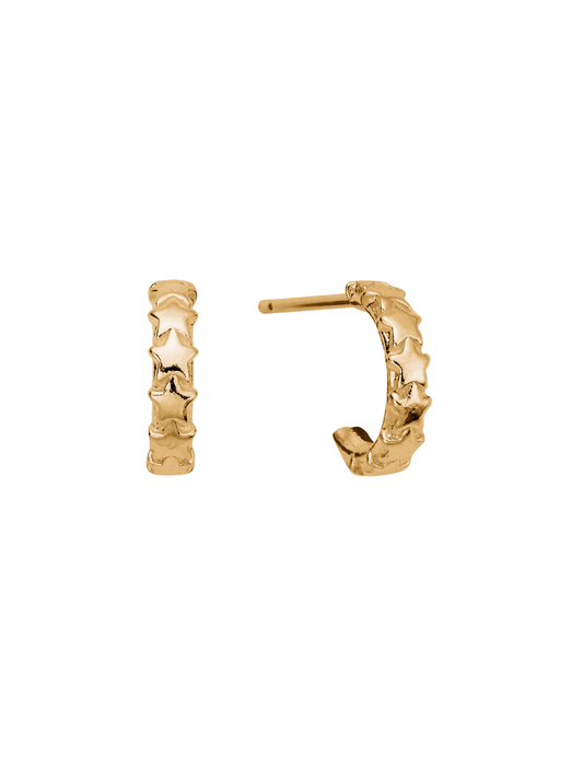 ChloBo Tiny Multi Star Huggie Hoop Earrings in Gold Plating GEH3321