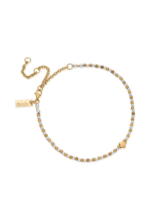 ChloBo Inset Star Anklet in Silver & Gold Plating GMANSTAR