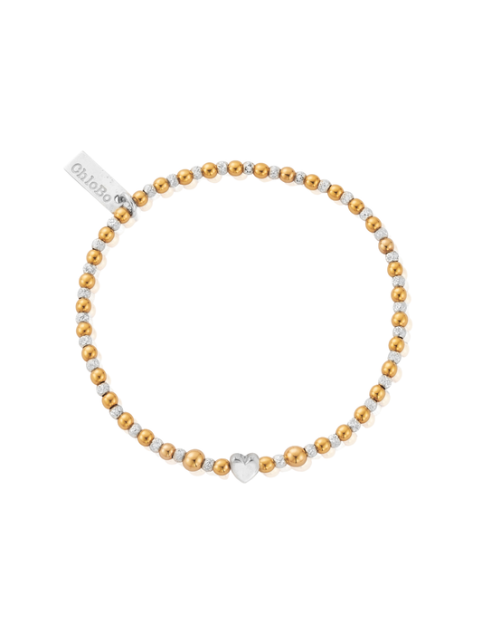 ChloBo Mixed Metal Inset Heart Bracelet in Silver & Gold Plating