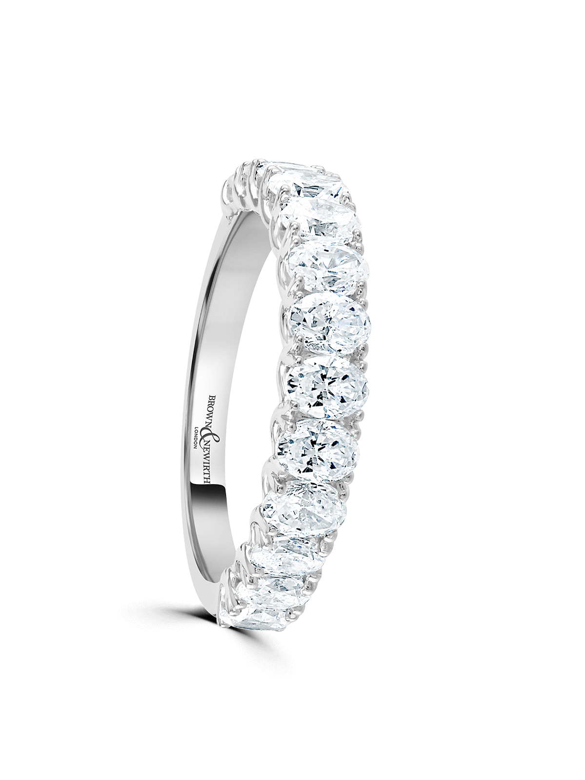 Diamond Half Eternity Ring 1.07ct Oval Cut in Platinum
