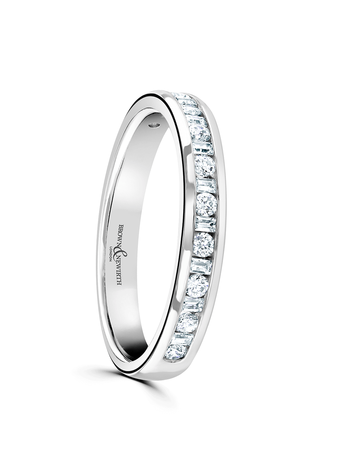 Diamond Half Eternity Ring 0.33ct Brilliant & Baguette Cut in 9ct White Gold
