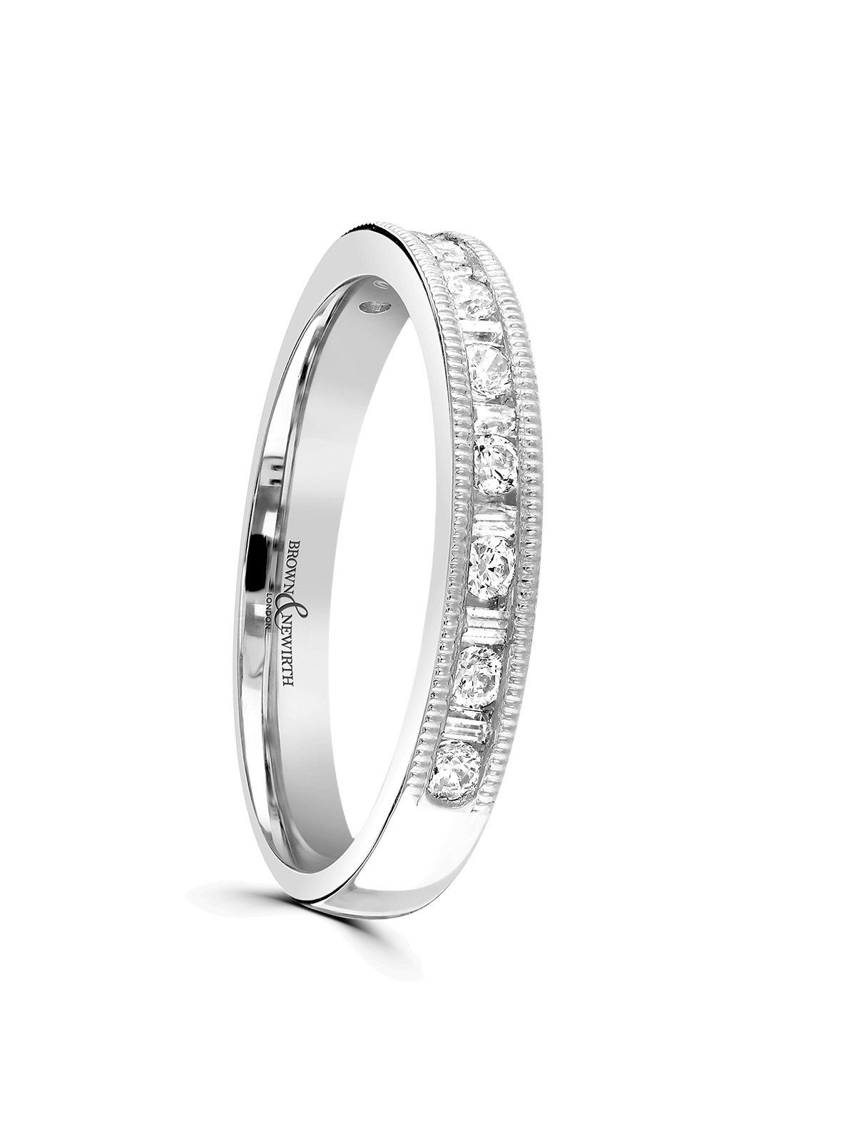 Diamond Half Eternity Ring 0.33ct Brilliant & Baguette Cut in Platinum