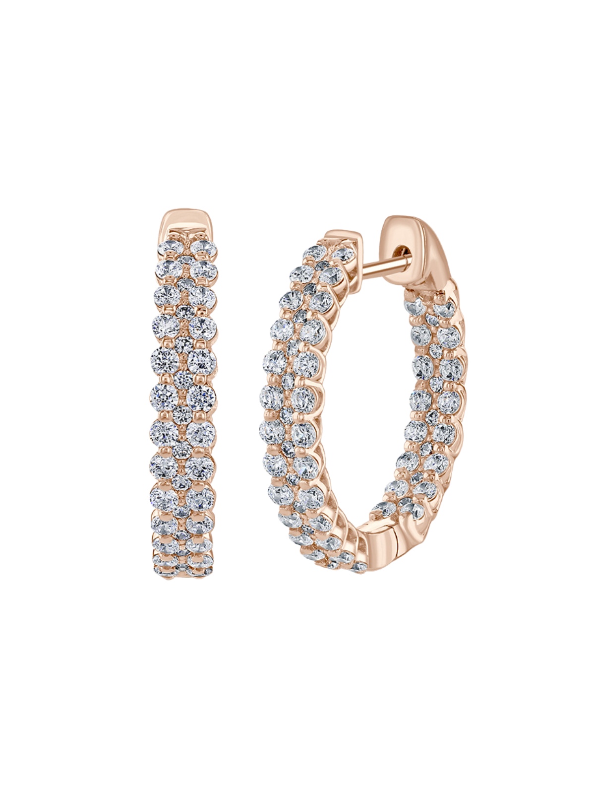 Lab Grown Diamond Hoop Earrings with 2.00ct of Round Brilliant Diamonds in 9ct Rose Gold