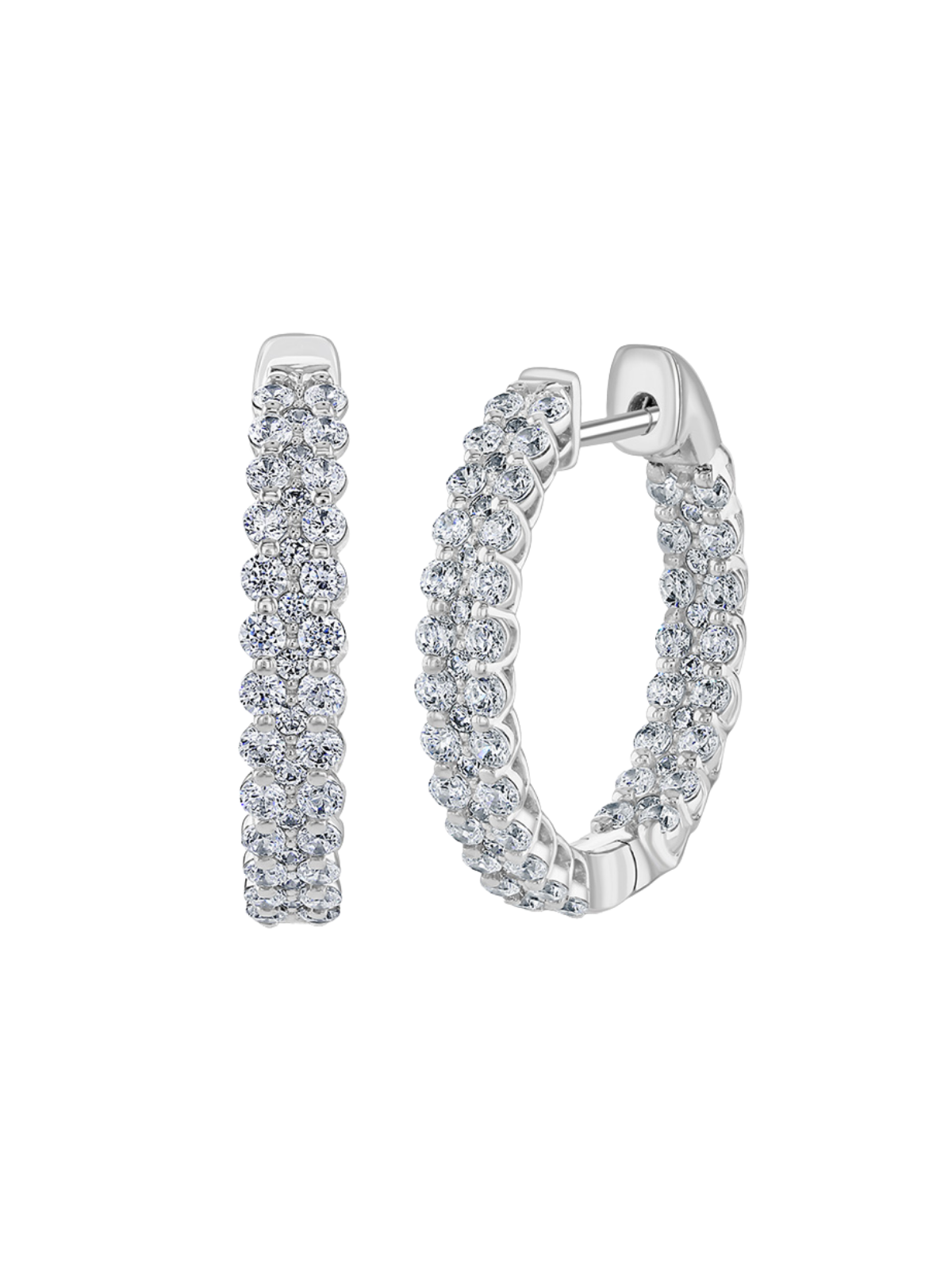 Lab Grown Diamond Hoop Earrings with 2.00ct of Round Brilliant Diamonds in 9ct White Gold