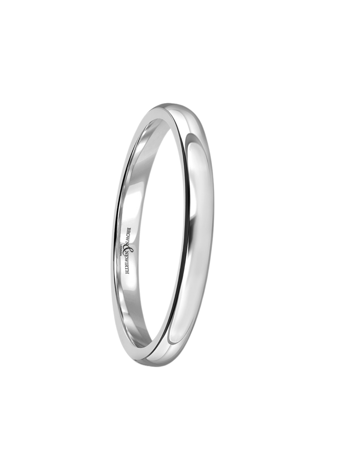 2mm Platinum Wedding Ring with Lighter Softened Flat Court Profile (Size A-Q)