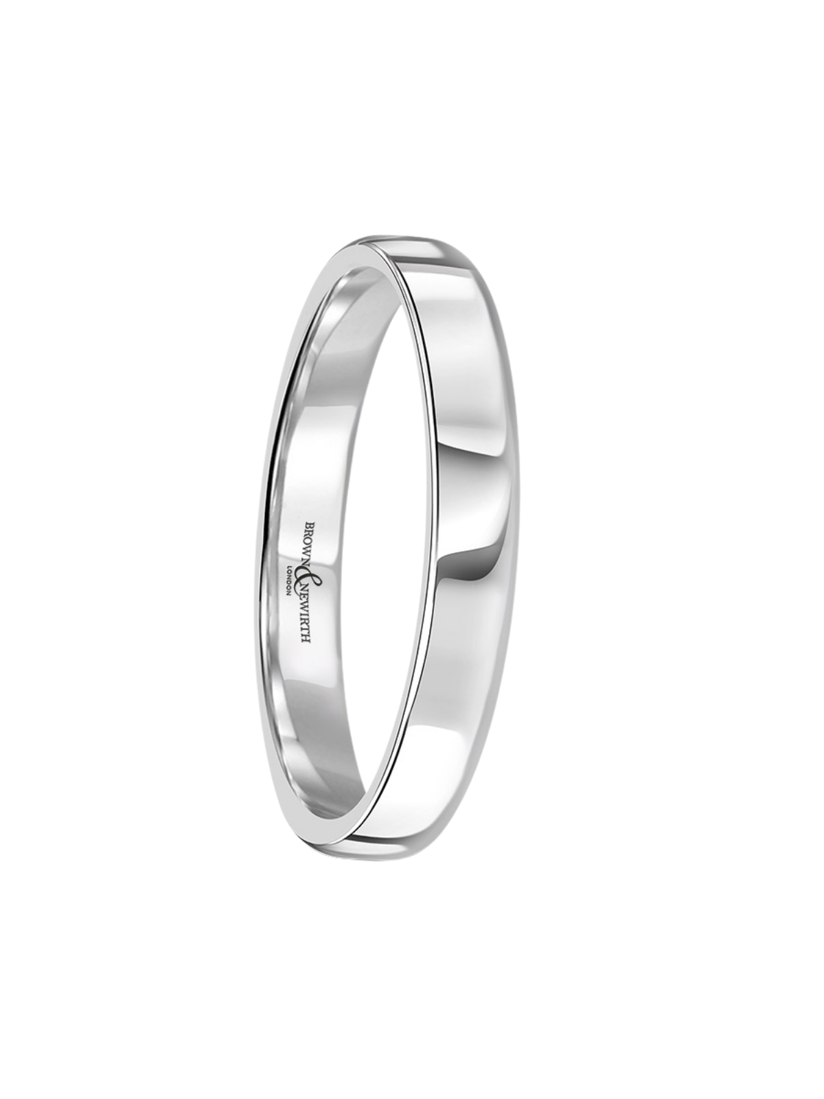 3mm Platinum Wedding Ring with Lighter Softened Flat Court Profile (Size A-Q)
