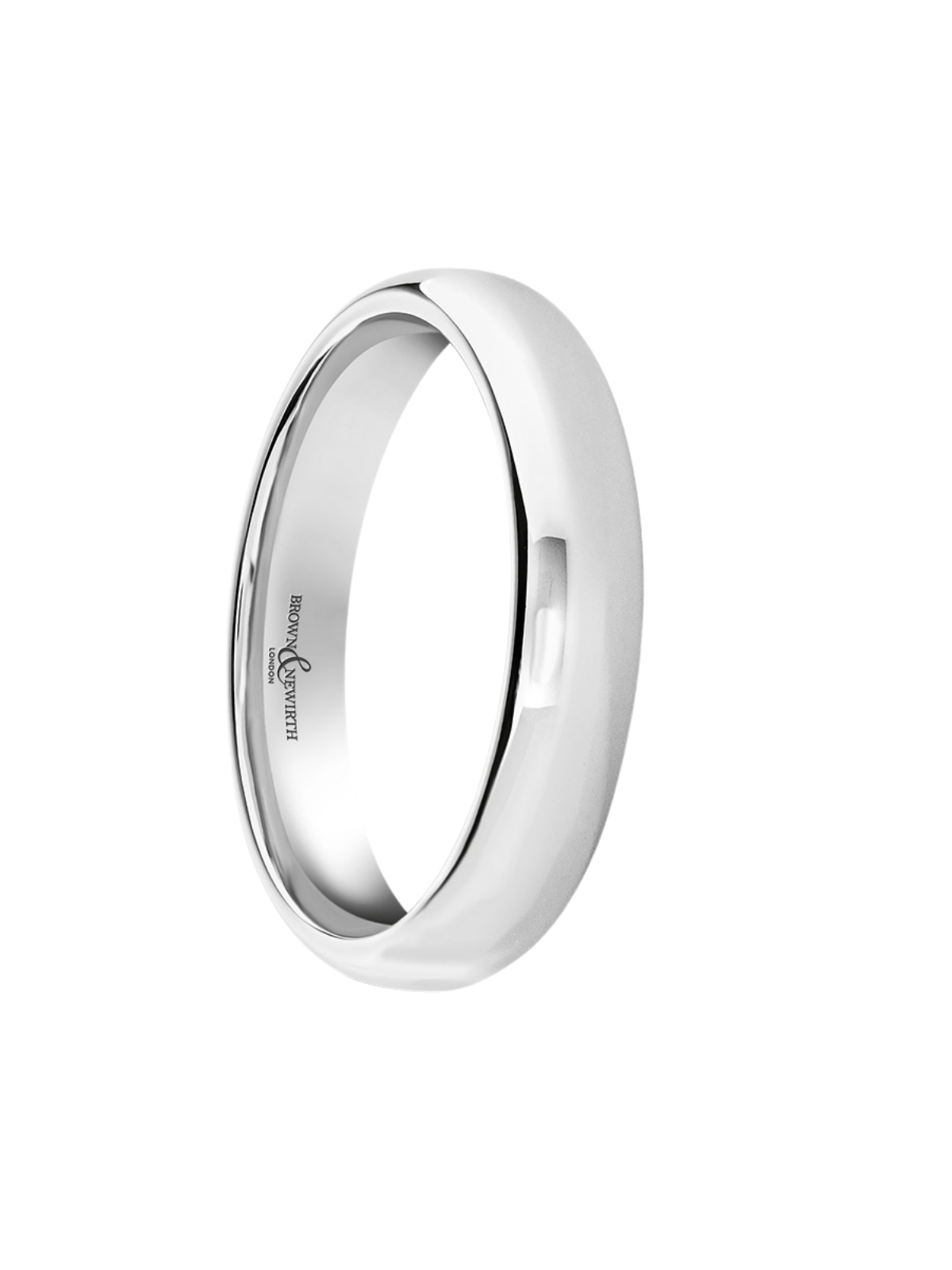 4mm Platinum Wedding Ring with Lighter Softened Flat Court Profile (Size R-Z+)