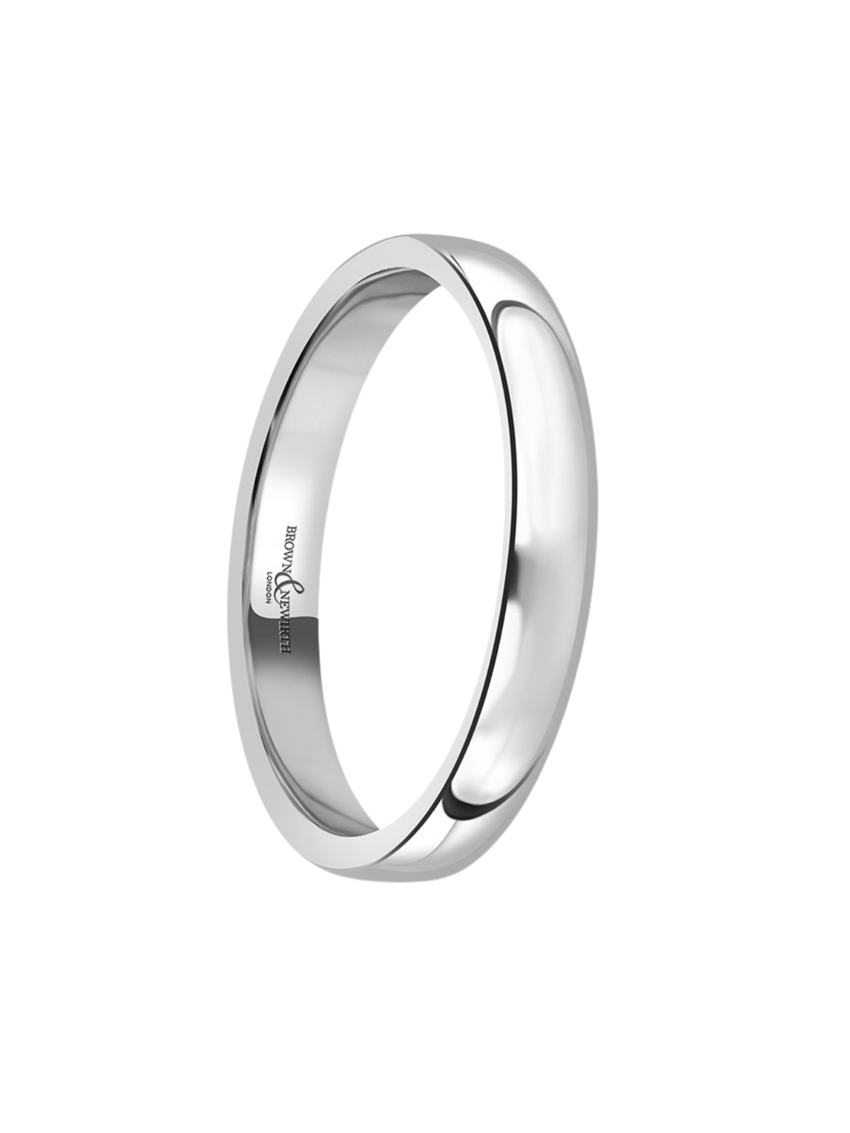 2.5mm Platinum Wedding Ring with Lighter Low Domed Court Profile (Size A-Q)