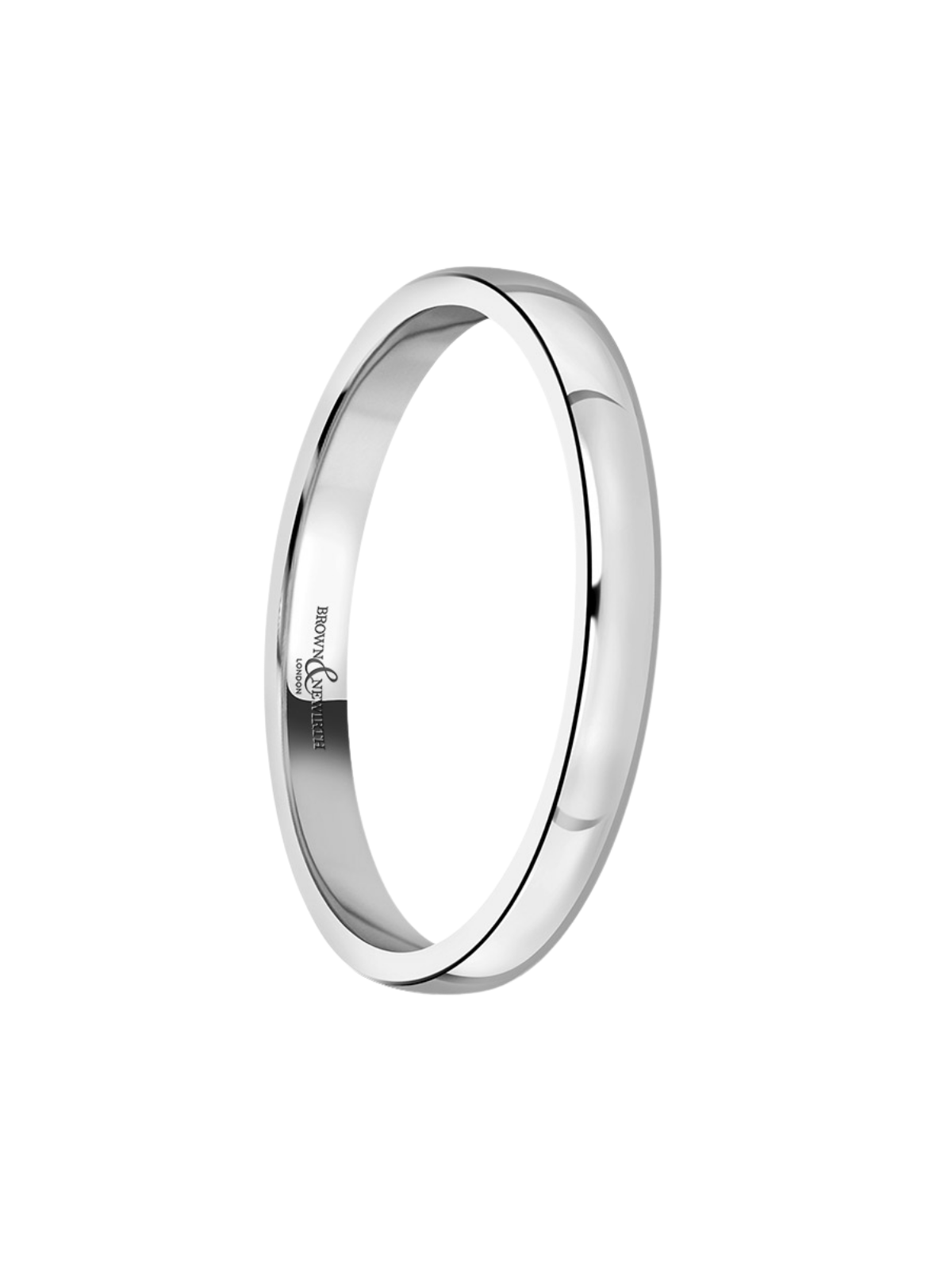 2mm Platinum Wedding Ring with Lighter Low Domed Court Profile (Size A-Q)