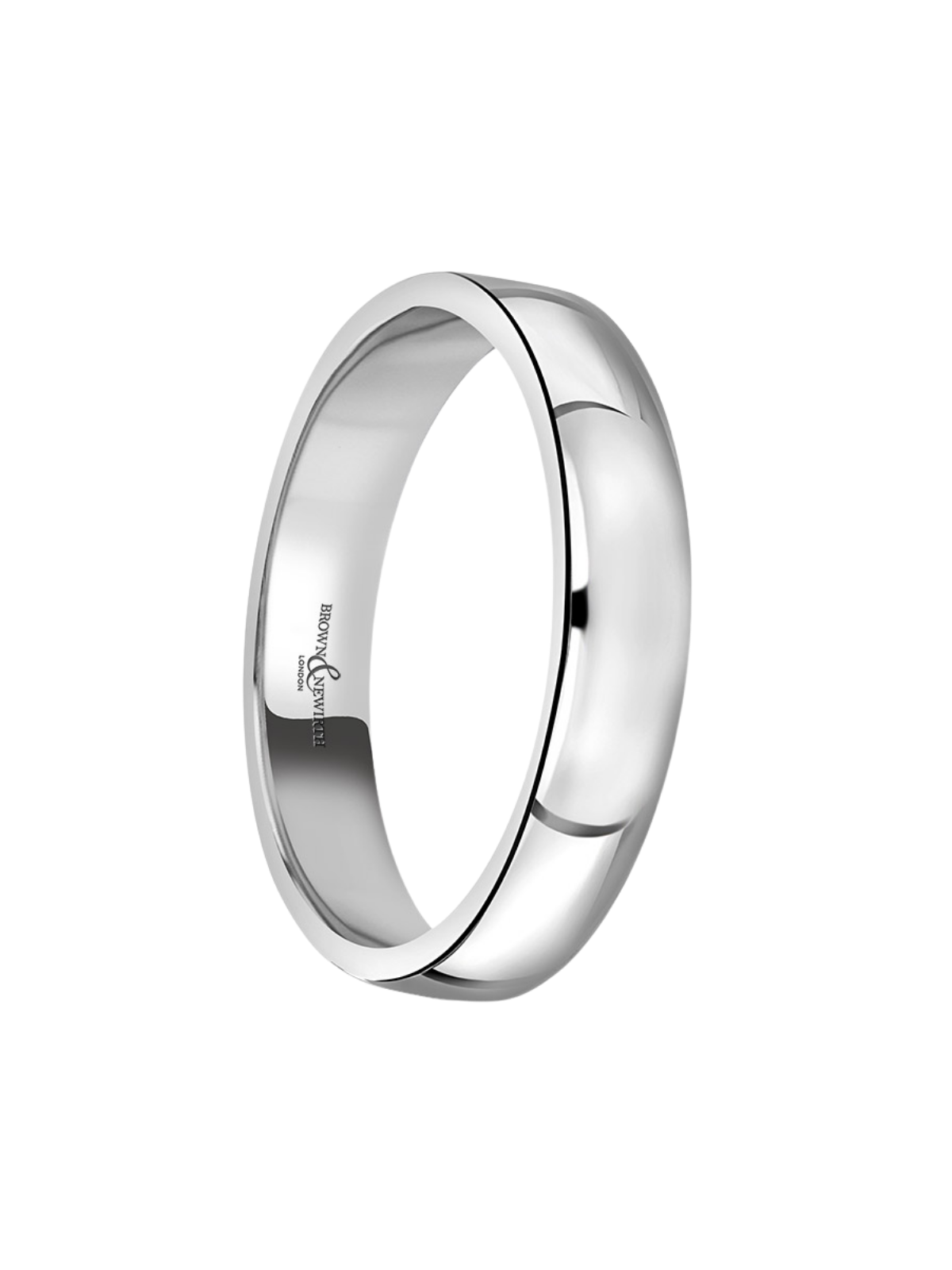 4mm Platinum Wedding Ring with Lighter Low Domed Court Profile (Size A-Q)