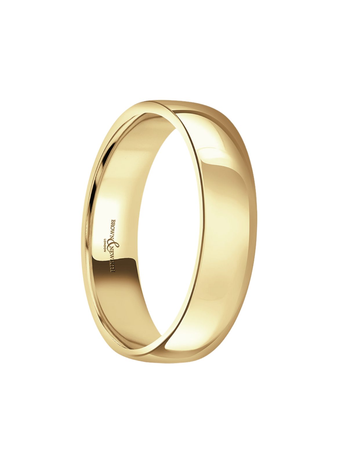 5mm 9ct Yellow Gold Wedding Ring with Lighter Low Domed Court Profile (Size R-Z+)