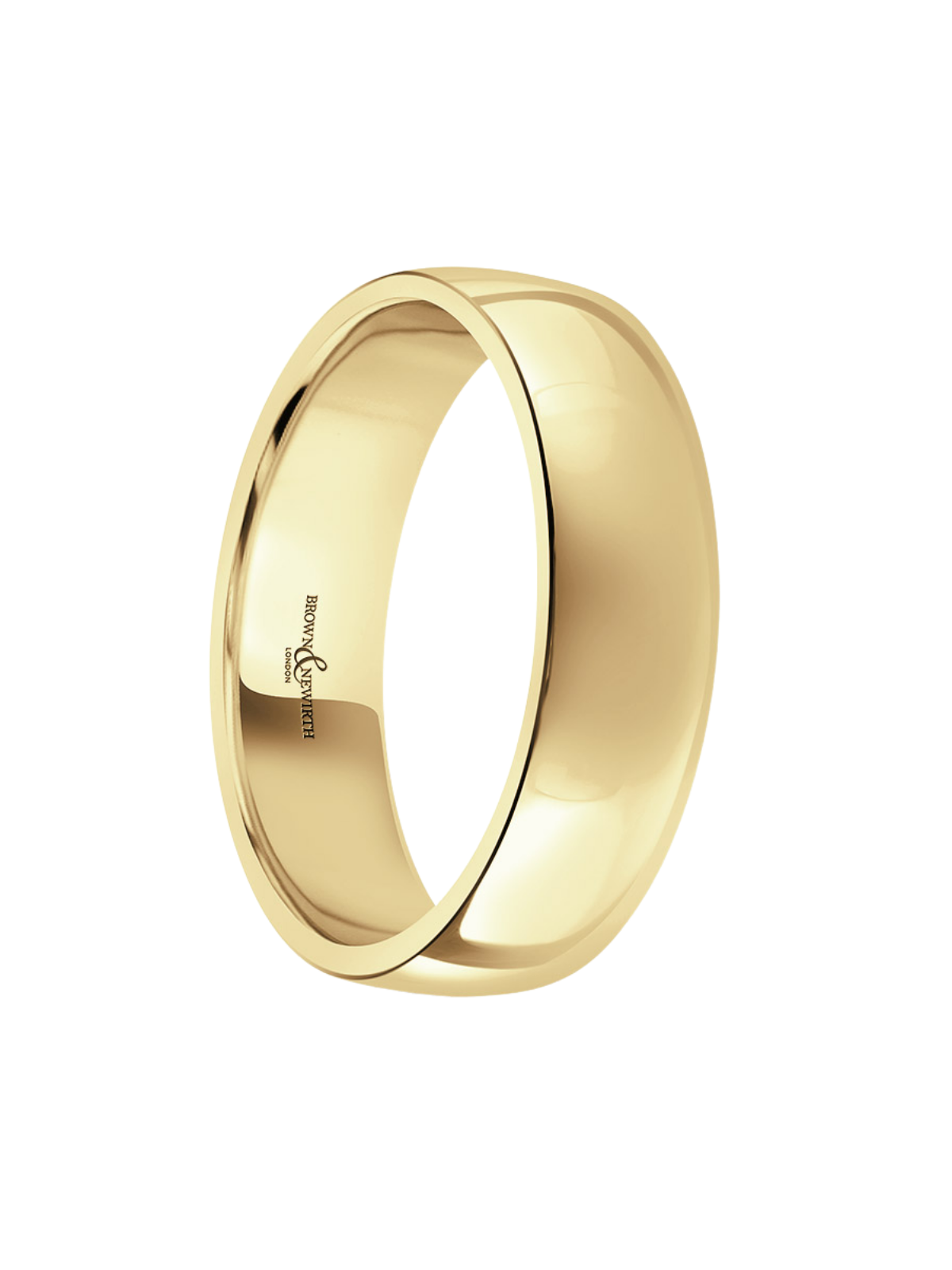 6mm 9ct Yellow Gold Wedding Ring with Lighter Low Domed Court Profile (Size R-Z+)