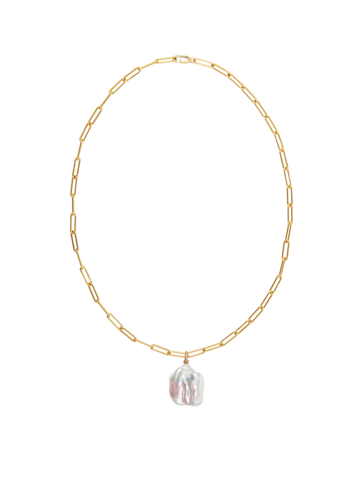 Ora Pearls Aetia Flat Baroque Pearl Necklace - Gold NAETFBQG