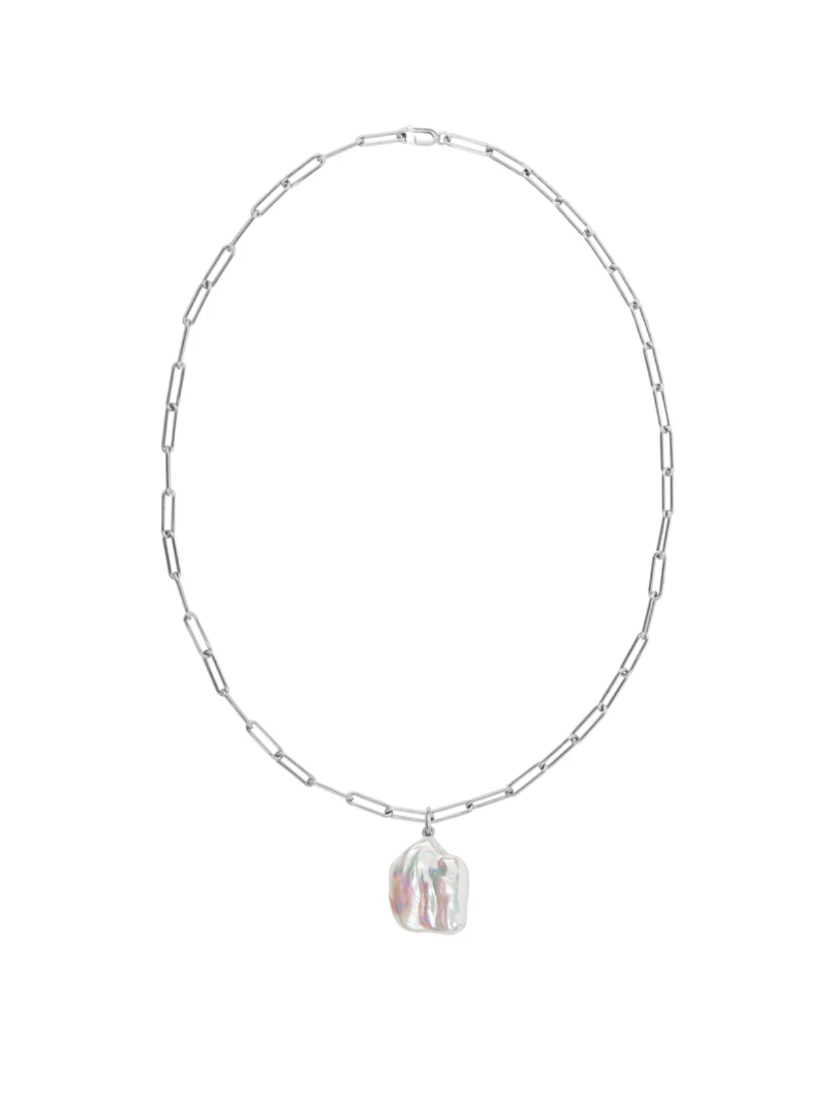 Ora Pearls Aetia Flat Baroque Pearl Necklace - Silver NAETFBWSS