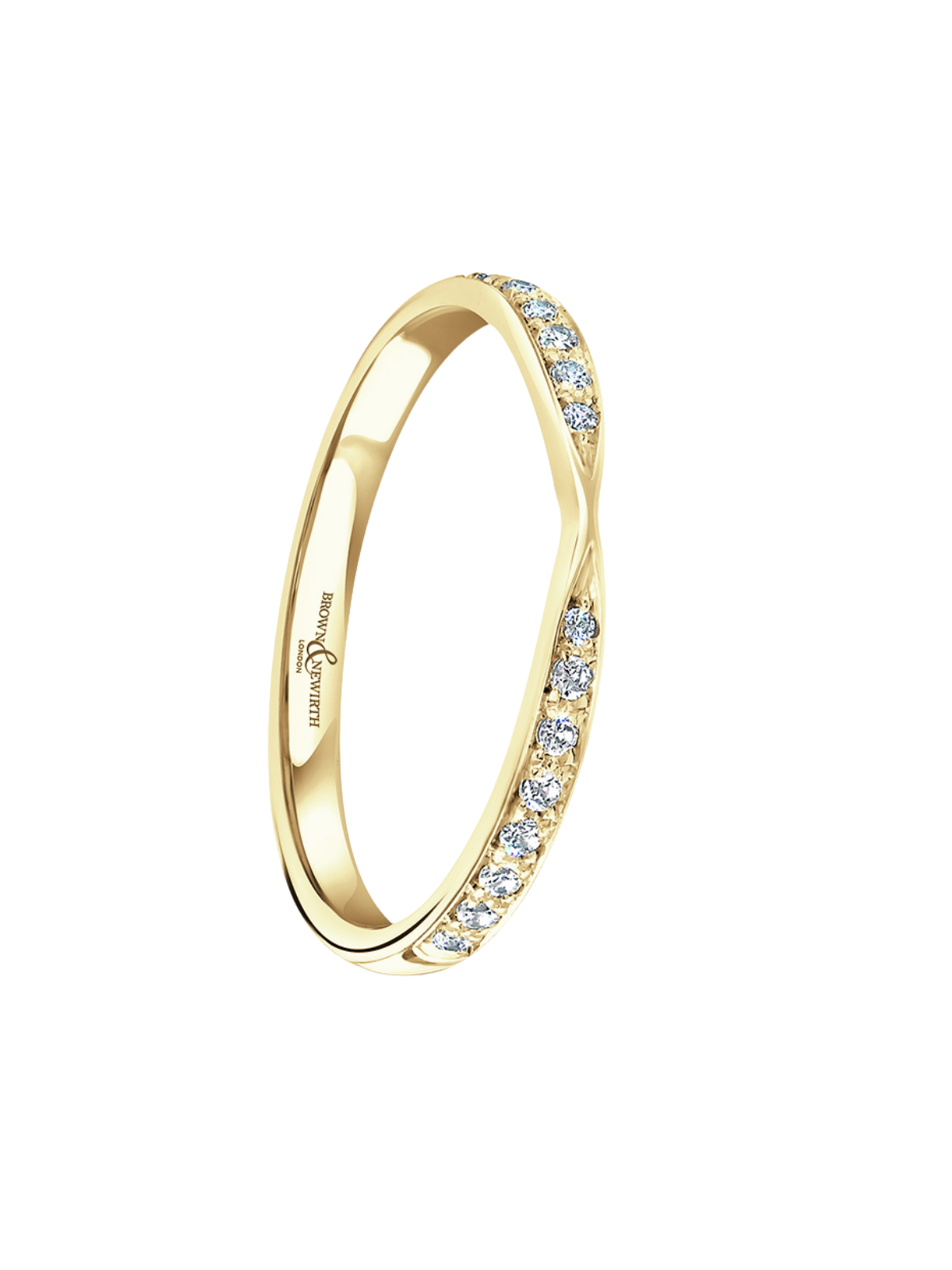 Diamond Set Twist Wedding Ring with 0.10ct of Round Brilliant Diamonds in 18ct Yellow Gold