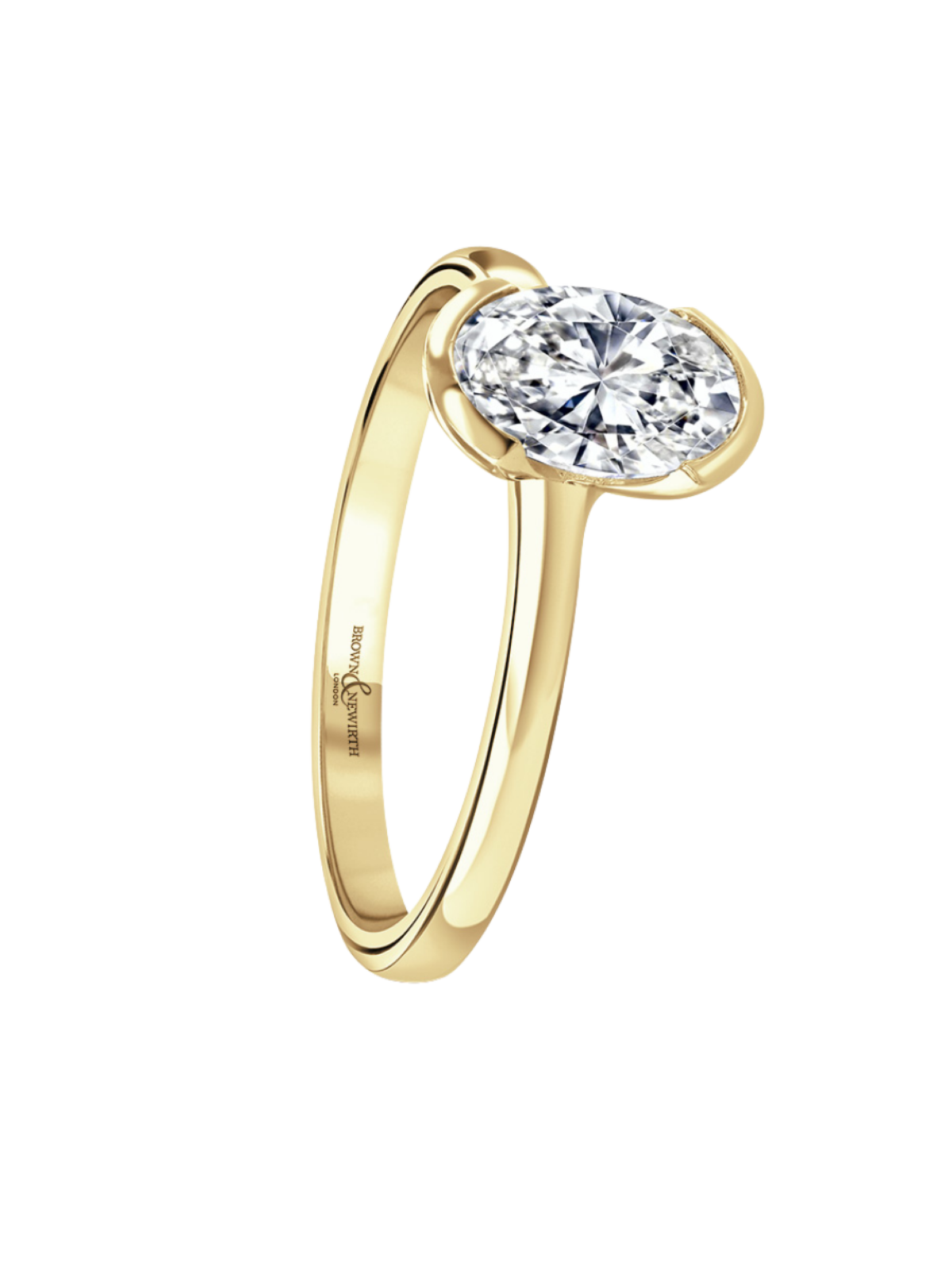 Lab Grown Diamond Solitaire Ring with 2.00ct Oval Cut Diamond in 9ct Yellow Gold