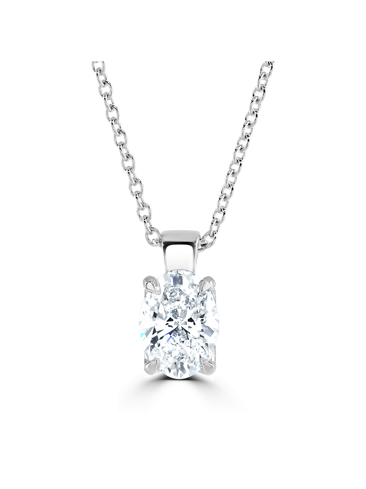 Lab Grown Diamond Solitaire Pendant 1.50ct Oval Cut in Platinum