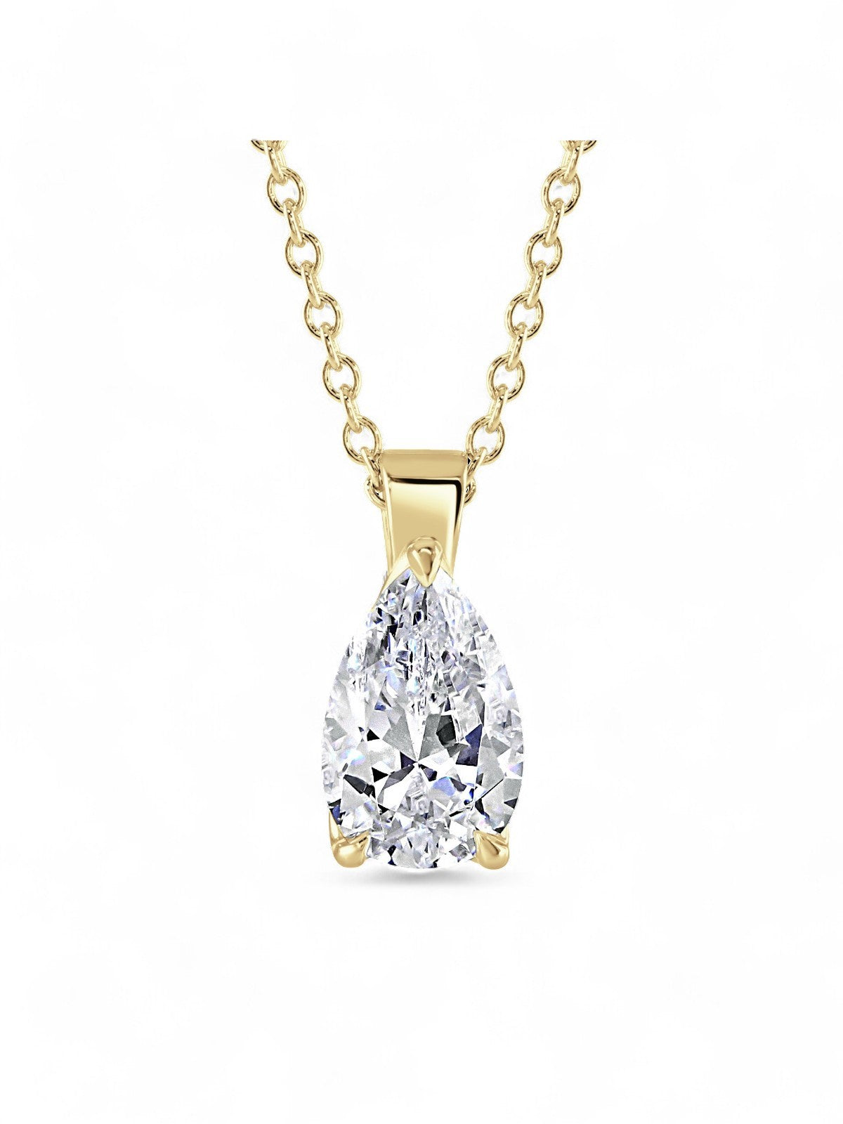 Lab Grown Diamond Solitaire Pendant 1.50ct Pear Cut in 18ct Yellow Gold