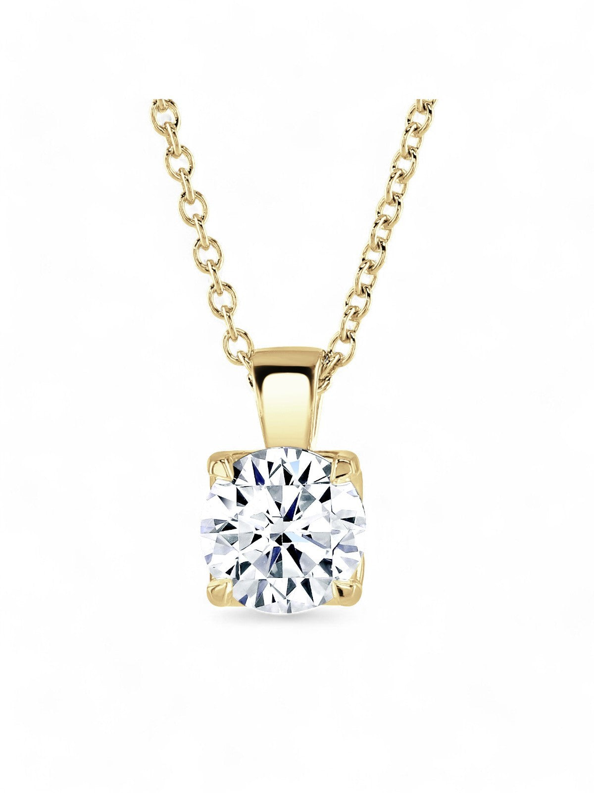 Lab Grown Diamond Solitaire Pendant 1.50ct Brilliant Cut in 18ct Yellow Gold
