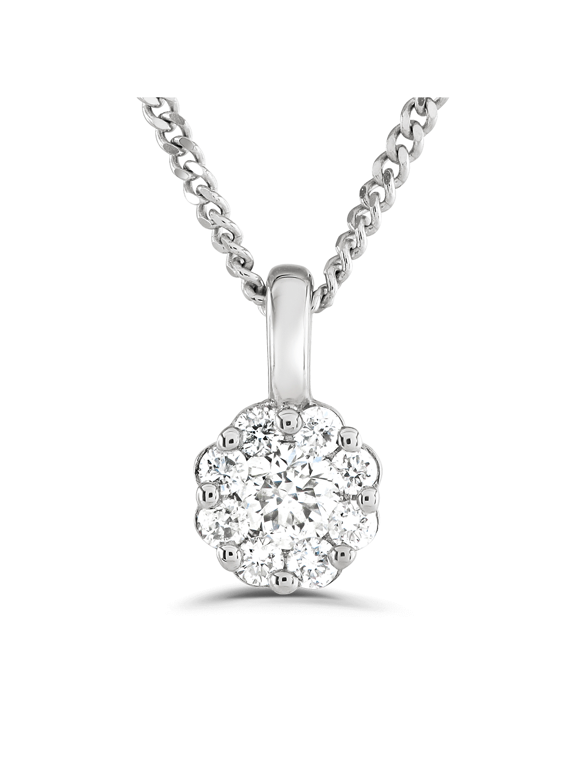 Brown & Newirth Bella 0.15ct Brilliant Cut Diamond Cluster Pendant in 9ct White Gold