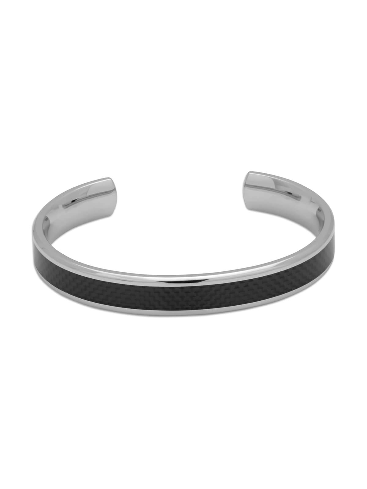 Unique & Co. Stainless Steel Bangle with Carbon Fibre Inlay