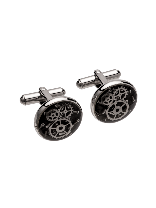 Unique & Co. Steel and Carbon Fibre Cog Cufflinks