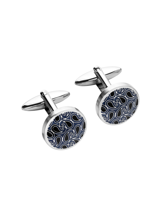 Unique & Co. Black & Blue IP Plated Cufflinks