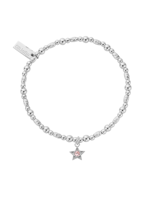 ChloBo October Birthstone Bracelet in Silver & Pink Tourmaline