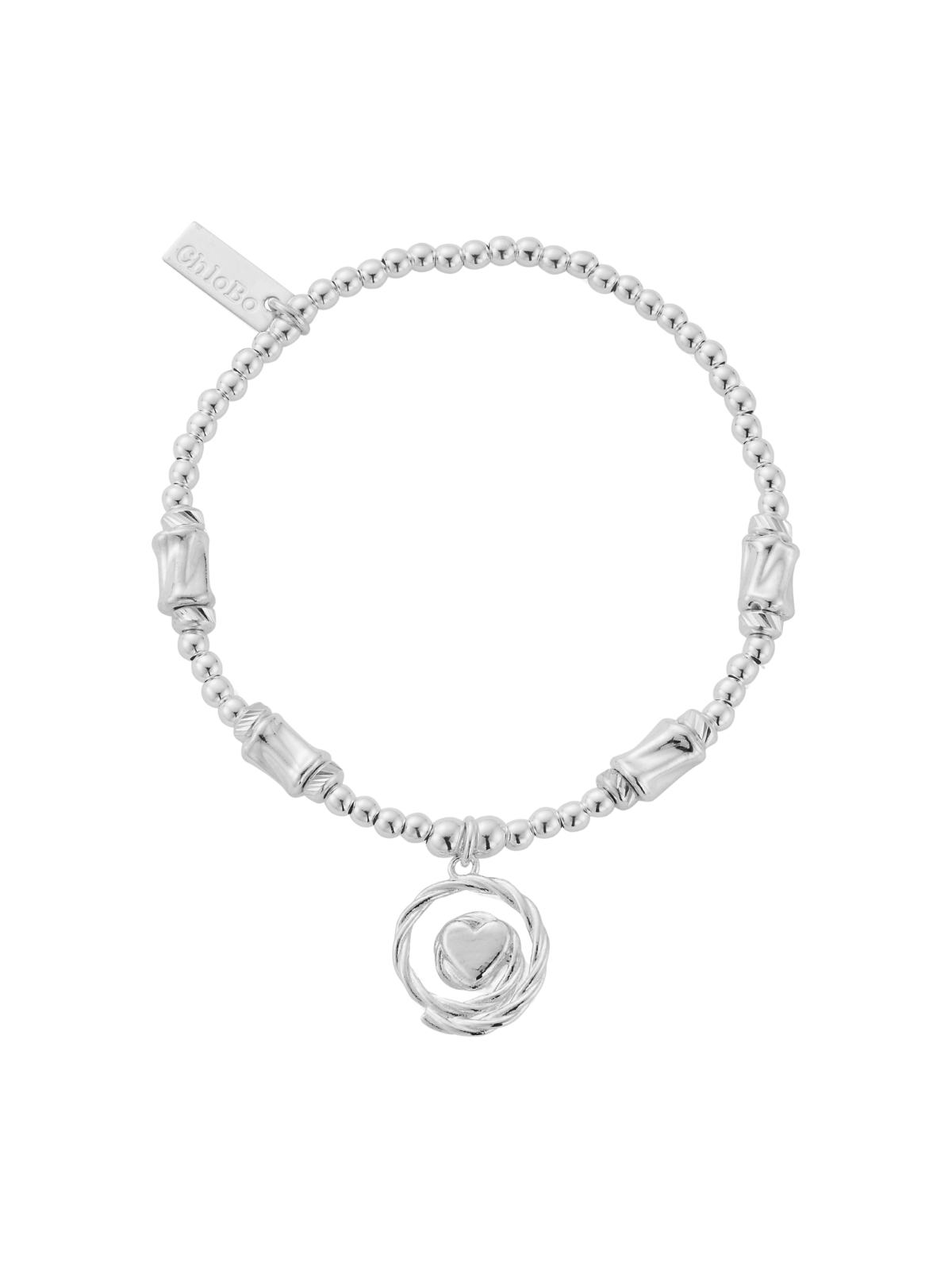 ChloBo Cute Charm Chunky Twist Spiral of Love Bracelet in Silver